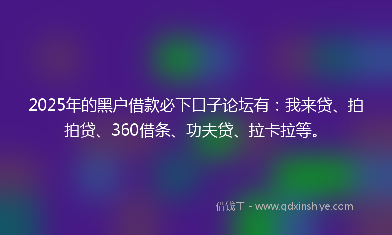 2025年的黑户借款必下口子论坛有：我来贷、拍拍贷、360借条、功夫贷、拉卡拉等。