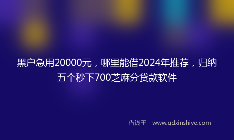 黑户急用20000元，哪里能借2024年推荐，归纳五个秒下700芝麻分贷款软件