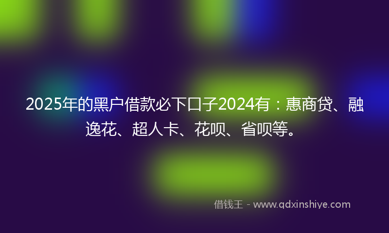 2025年的黑户借款必下口子2024有：惠商贷、融逸花、超人卡、花呗、省呗等。