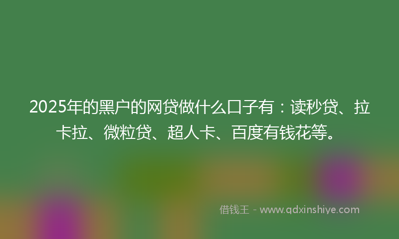 2025年的黑户的网贷做什么口子有：读秒贷、拉卡拉、微粒贷、超人卡、百度有钱花等。