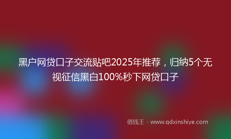 黑户网贷口子交流贴吧2025年推荐，归纳5个无视征信黑白100%秒下网贷口子