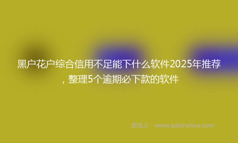 黑户花户综合信用不足能下什么软件2025年推荐，整理5个逾期必下款的软件