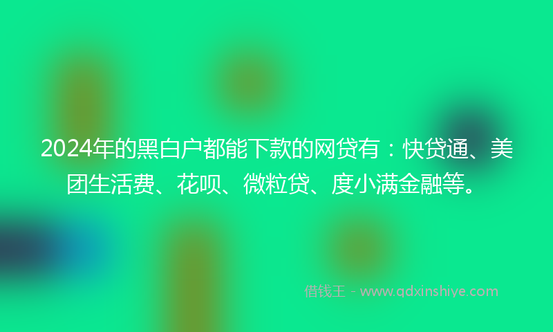 2024年的黑白户都能下款的网贷有：快贷通、美团生活费、花呗、微粒贷、度小满金融等。