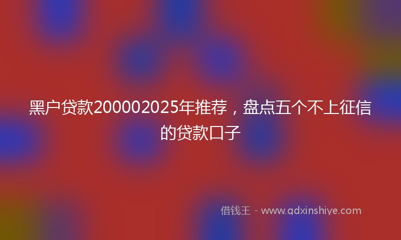 黑户贷款200002025年推荐，盘点五个不上征信的贷款口子