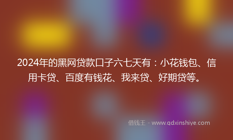 2024年的黑网贷款口子六七天有：小花钱包、信用卡贷、百度有钱花、我来贷、好期贷等。