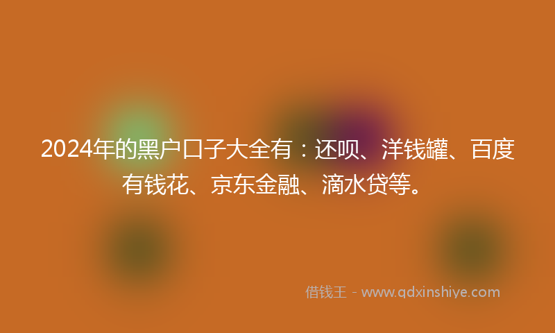 2024年的黑户口子大全有：还呗、洋钱罐、百度有钱花、京东金融、滴水贷等。
