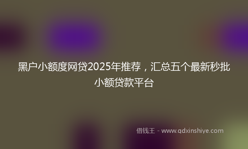 黑户小额度网贷2025年推荐，汇总五个最新秒批小额贷款平台