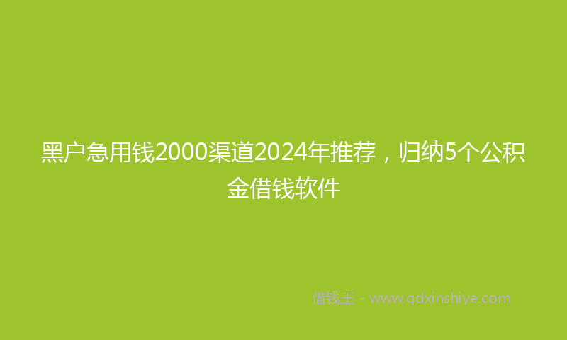 黑户急用钱2000渠道2024年推荐,归纳5个公积金借钱软件