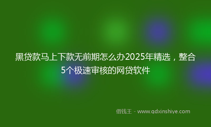 黑贷款马上下款无前期怎么办2025年精选，整合5个极速审核的网贷软件