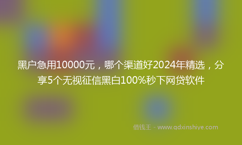 黑户急用10000元，哪个渠道好2024年精选，分享5个无视征信黑白100%秒下网贷软件