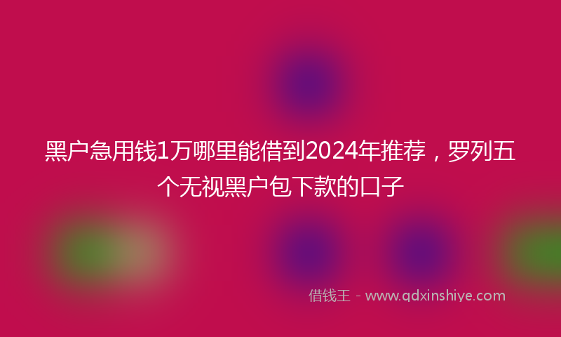 黑户急用钱1万哪里能借到2024年推荐,罗列五个无视黑户包下款的口子