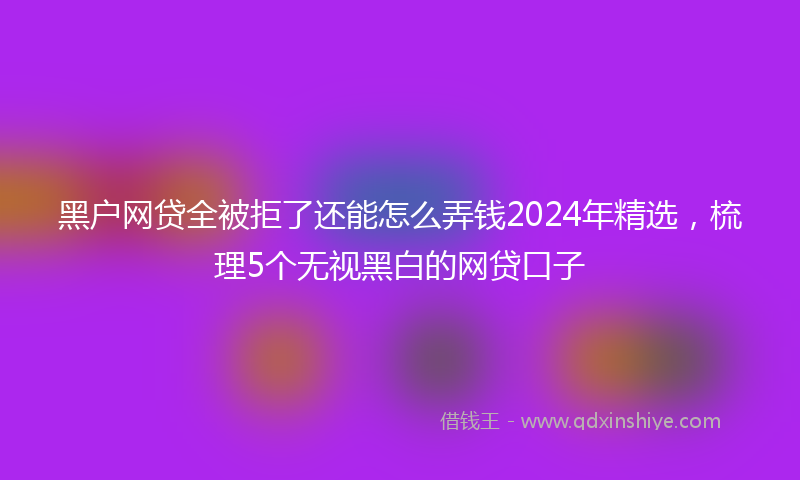 黑户网贷全被拒了还能怎么弄钱2024年精选，梳理5个无视黑白的网贷口子