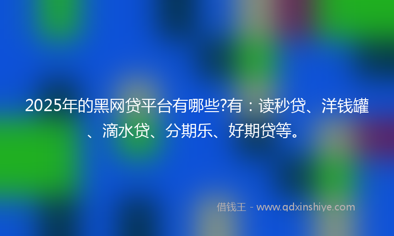 2025年的黑网贷平台有哪些?有：读秒贷、洋钱罐、滴水贷、分期乐、好期贷等。