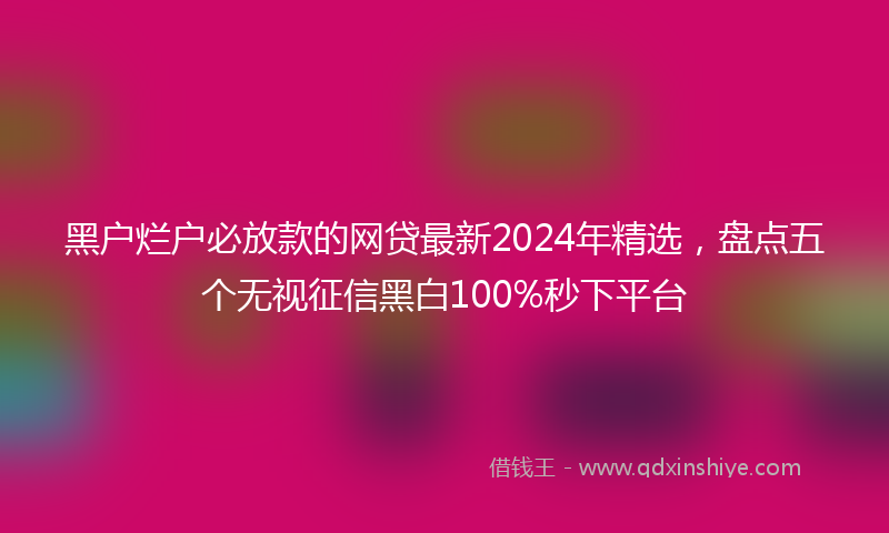 黑户烂户必放款的网贷最新2024年精选，盘点五个无视征信黑白100%秒下平台
