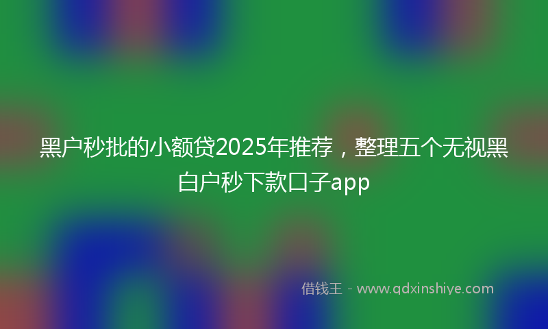 黑户秒批的小额贷2025年推荐，整理五个无视黑白户秒下款口子app