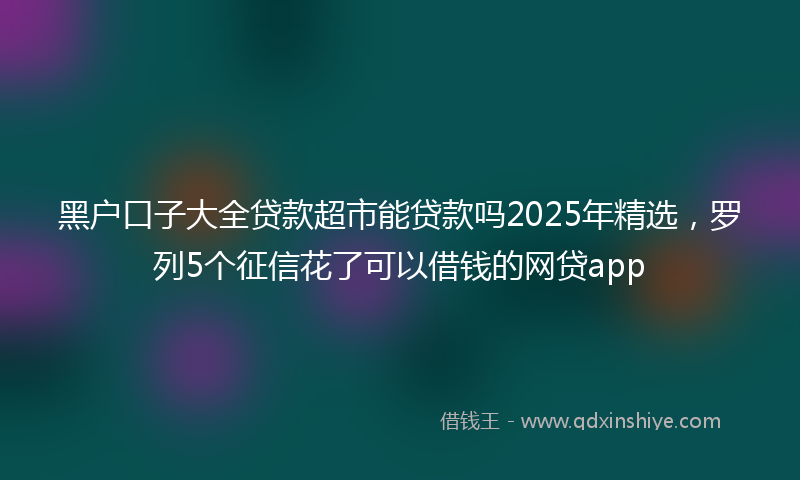 黑户口子大全贷款超市能贷款吗2025年精选，罗列5个征信花了可以借钱的网贷app