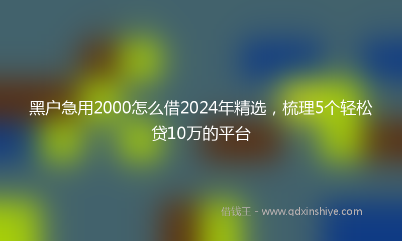 黑户急用2000怎么借2024年精选，梳理5个轻松贷10万的平台