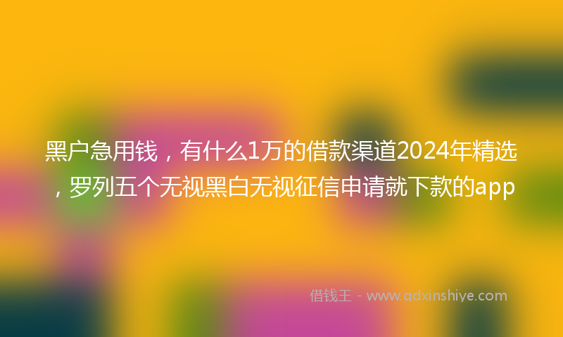 黑户急用钱，有什么1万的借款渠道2024年精选，罗列五个无视黑白无视征信申请就下款的app