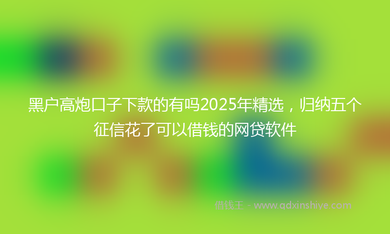 黑户高炮口子下款的有吗2025年精选，归纳五个征信花了可以借钱的网贷软件