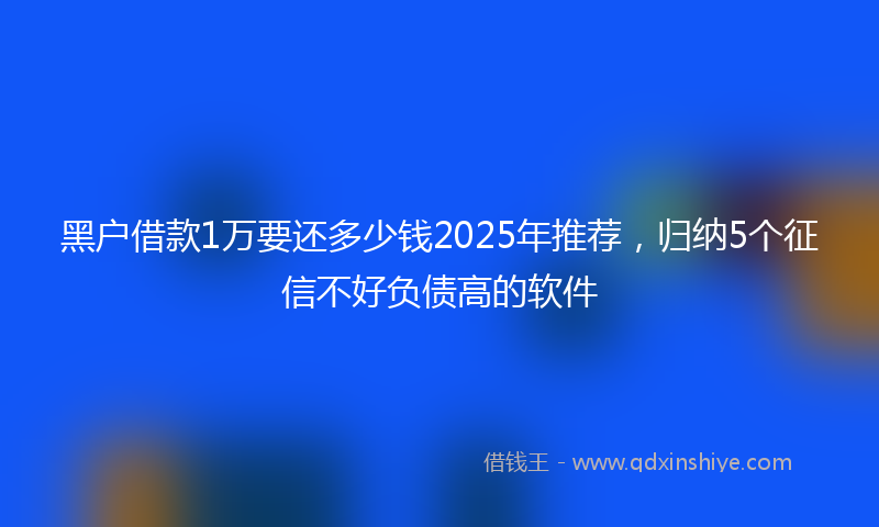 黑户借款1万要还多少钱2025年推荐，归纳5个征信不好负债高的软件