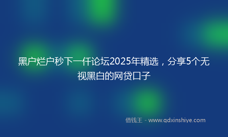 黑户烂户秒下一仟论坛2025年精选，分享5个无视黑白的网贷口子