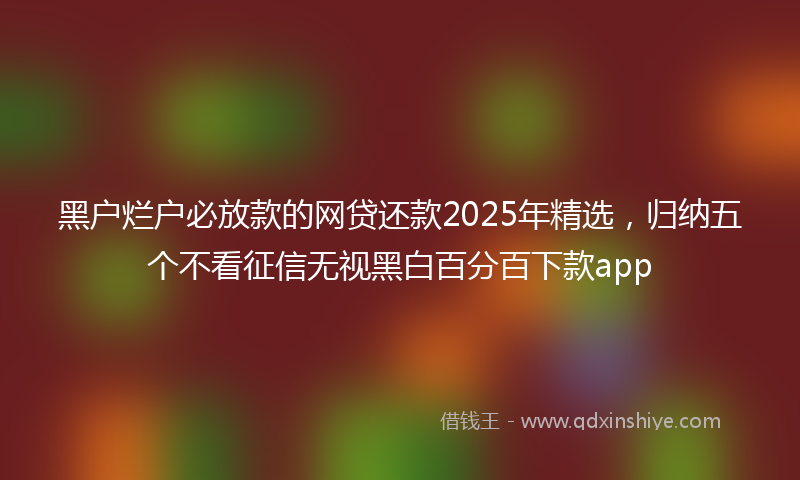 黑户烂户必放款的网贷还款2025年精选，归纳五个不看征信无视黑白百分百下款app