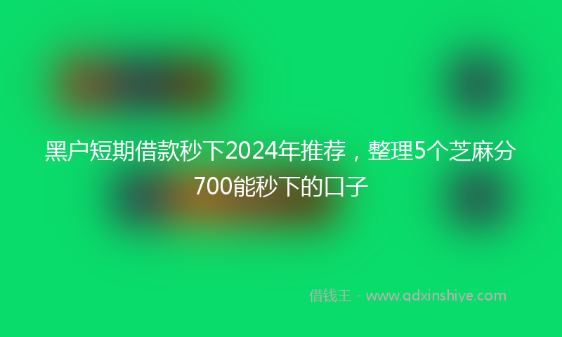 黑户短期借款秒下2024年推荐，整理5个芝麻分700能秒下的口子