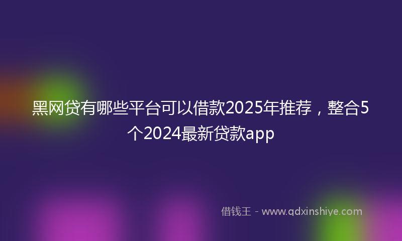黑网贷有哪些平台可以借款2025年推荐，整合5个2024最新贷款app