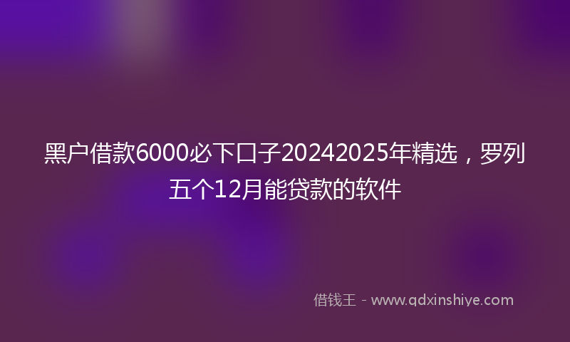 黑户借款6000必下口子20242025年精选，罗列五个12月能贷款的软件