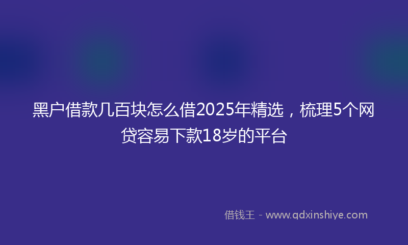 黑户借款几百块怎么借2025年精选，梳理5个网贷容易下款18岁的平台