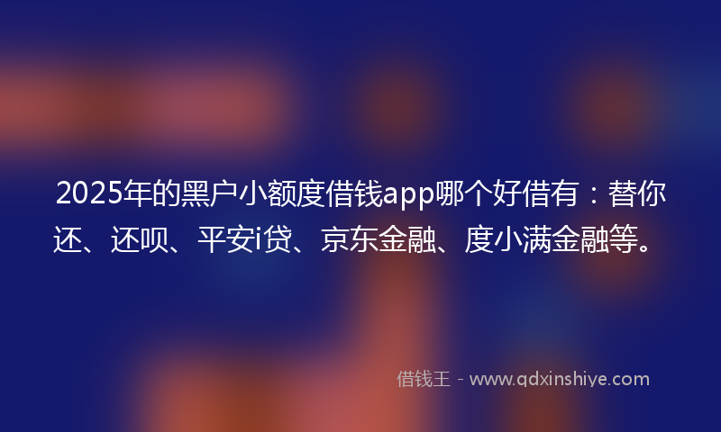 2025年的黑户小额度借钱app哪个好借有：替你还、还呗、平安i贷、京东金融、度小满金融等。