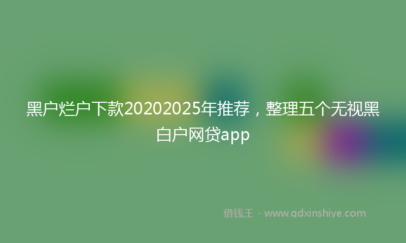 黑户烂户下款20202025年推荐，整理五个无视黑白户网贷app