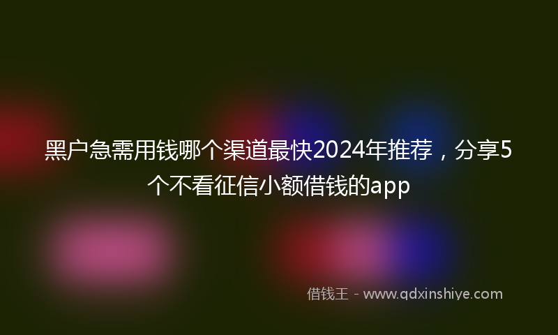 黑户急需用钱哪个渠道最快2024年推荐，分享5个不看征信小额借钱的app