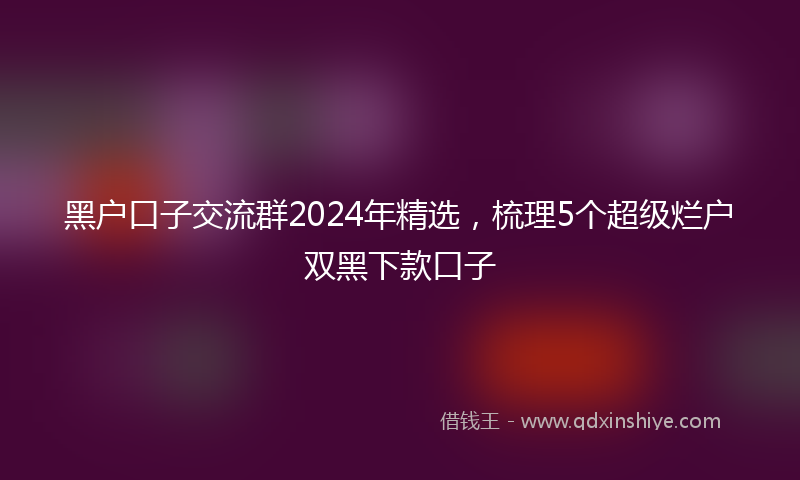 黑户口子交流群2024年精选，梳理5个超级烂户双黑下款口子