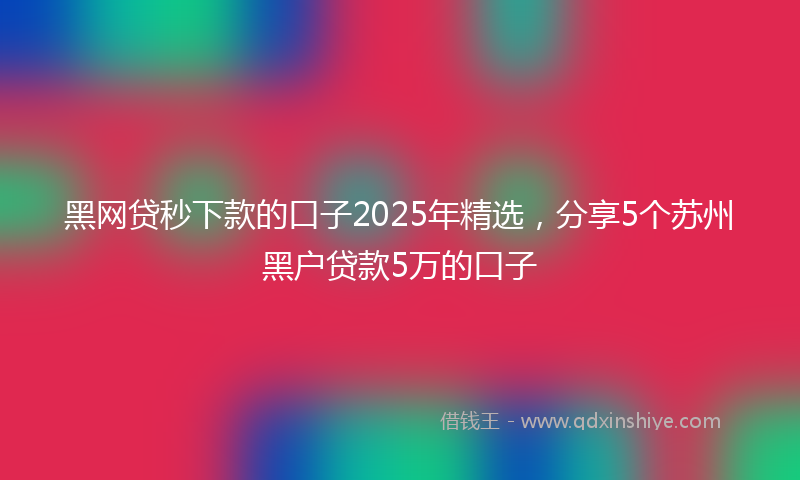 黑网贷秒下款的口子2025年精选，分享5个苏州黑户贷款5万的口子