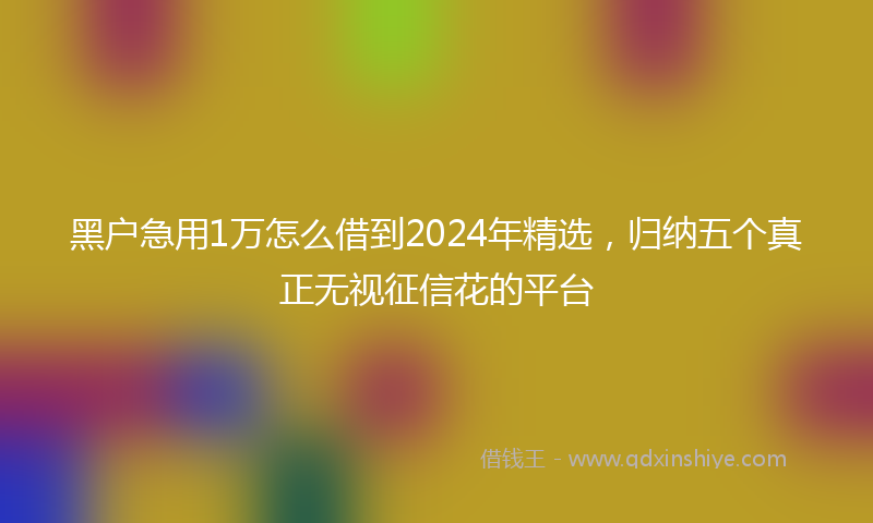 黑户急用1万怎么借到2024年精选，归纳五个真正无视征信花的平台