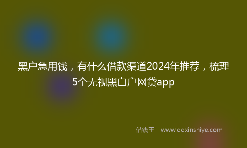 黑户急用钱，有什么借款渠道2024年推荐，梳理5个无视黑白户网贷app