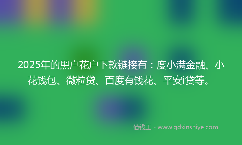 2025年的黑户花户下款链接有：度小满金融、小花钱包、微粒贷、百度有钱花、平安i贷等。