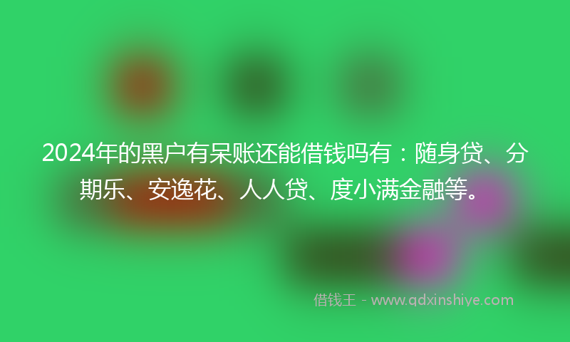 2024年的黑户有呆账还能借钱吗有：随身贷、分期乐、安逸花、人人贷、度小满金融等。