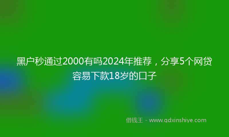 黑户秒通过2000有吗2024年推荐，分享5个网贷容易下款18岁的口子