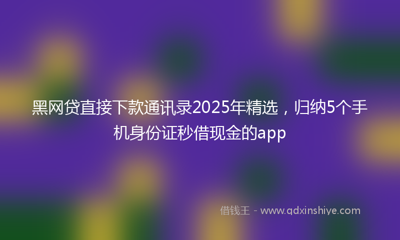黑网贷直接下款通讯录2025年精选，归纳5个手机身份证秒借现金的app