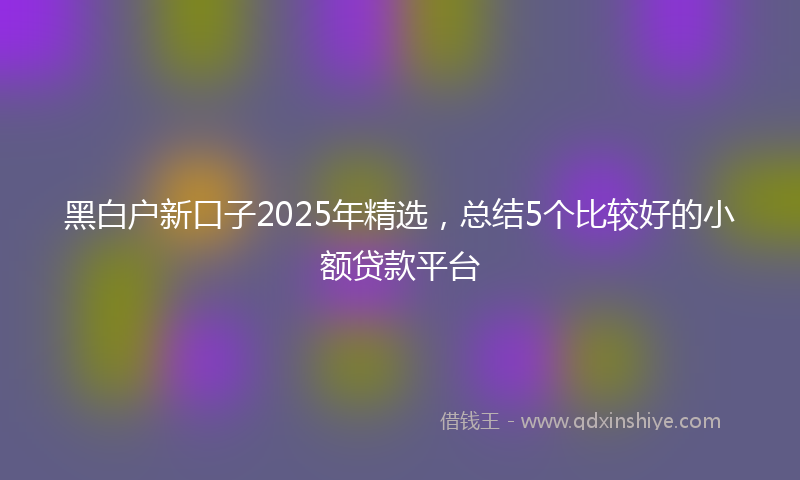 黑白户新口子2025年精选，总结5个比较好的小额贷款平台