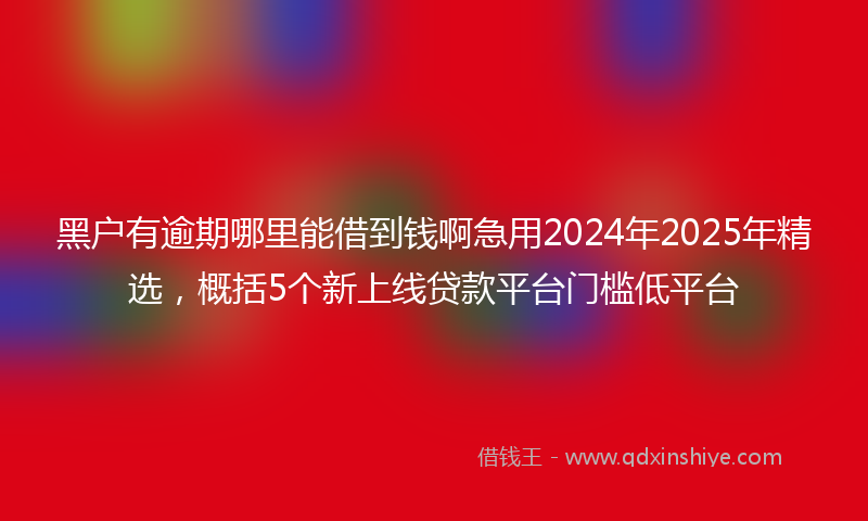 黑户有逾期哪里能借到钱啊急用2024年2025年精选，概括5个新上线贷款平台门槛低平台
