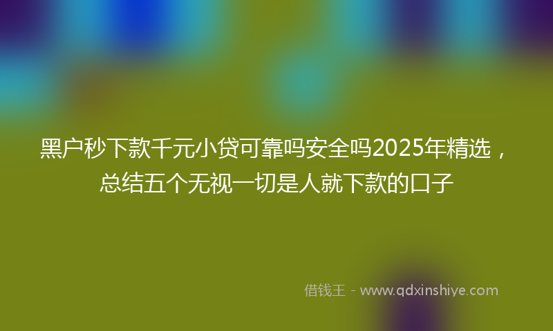 黑户秒下款千元小贷可靠吗安全吗2025年精选，总结五个无视一切是人就下款的口子