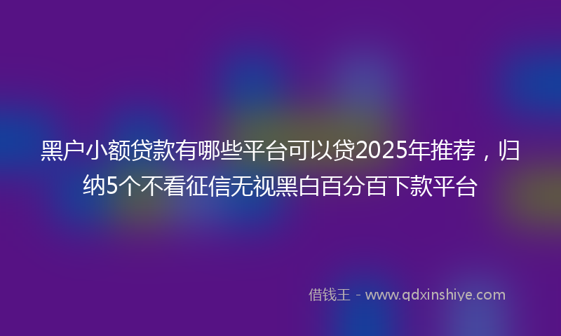 黑户小额贷款有哪些平台可以贷2025年推荐，归纳5个不看征信无视黑白百分百下款平台