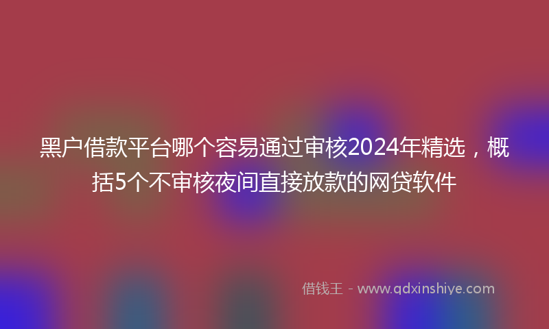 黑户借款平台哪个容易通过审核2024年精选，概括5个不审核夜间直接放款的网贷软件