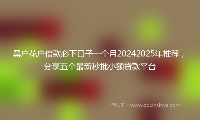 黑户花户借款必下口子一个月20242025年推荐，分享五个最新秒批小额贷款平台