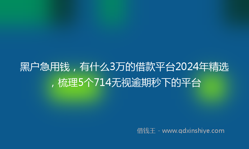 黑户急用钱，有什么3万的借款平台2024年精选，梳理5个714无视逾期秒下的平台