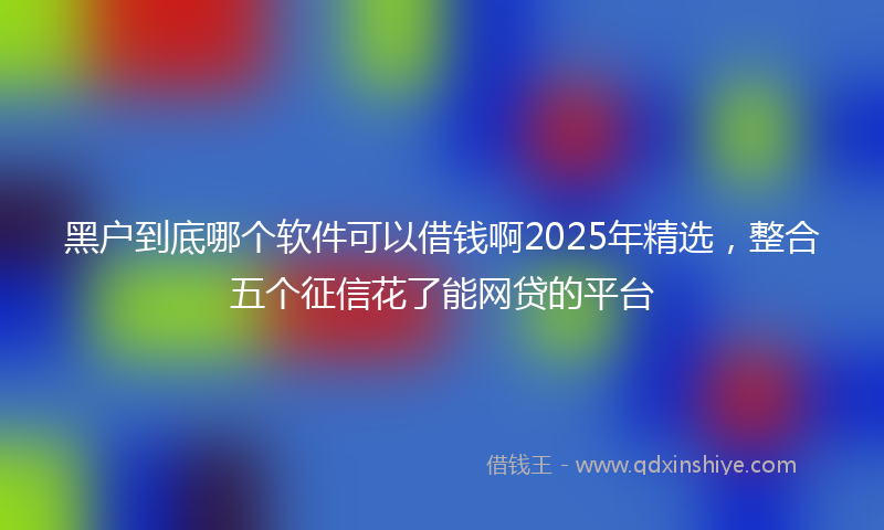 黑户到底哪个软件可以借钱啊2025年精选，整合五个征信花了能网贷的平台