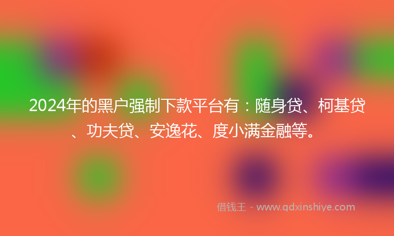 2024年的黑户强制下款平台有：随身贷、柯基贷、功夫贷、安逸花、度小满金融等。